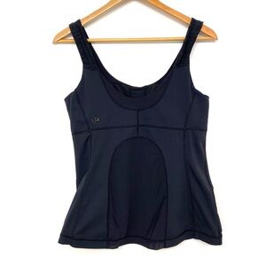 Lululemon Grace Athletic Tank Top Black Charcoal Mesh Studio Balletcore Size 8